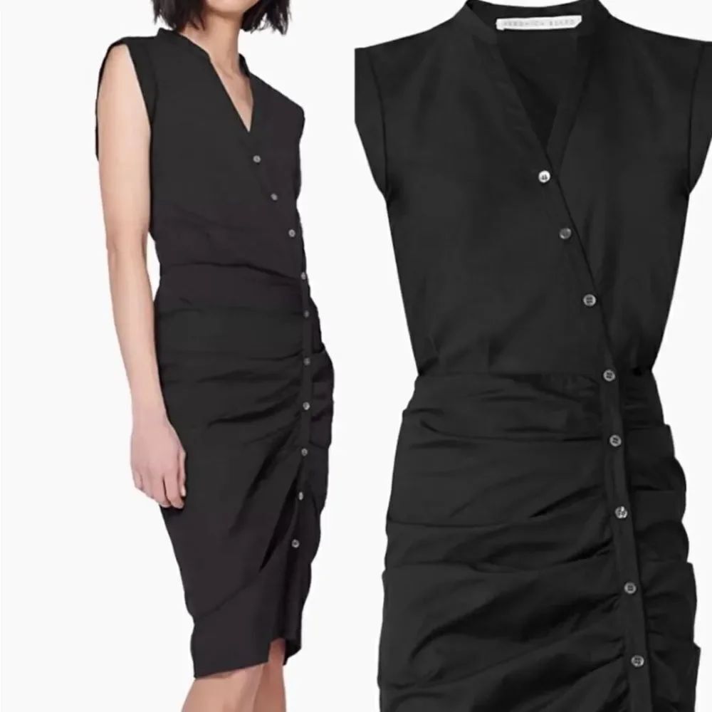 Veronica Beard Bell Button-Front Ruched Shirtdress NWT $450